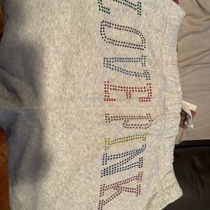 Victoria Secret Pink drawstring sweat pants.Light grey.Colorful studs butt. BBWT